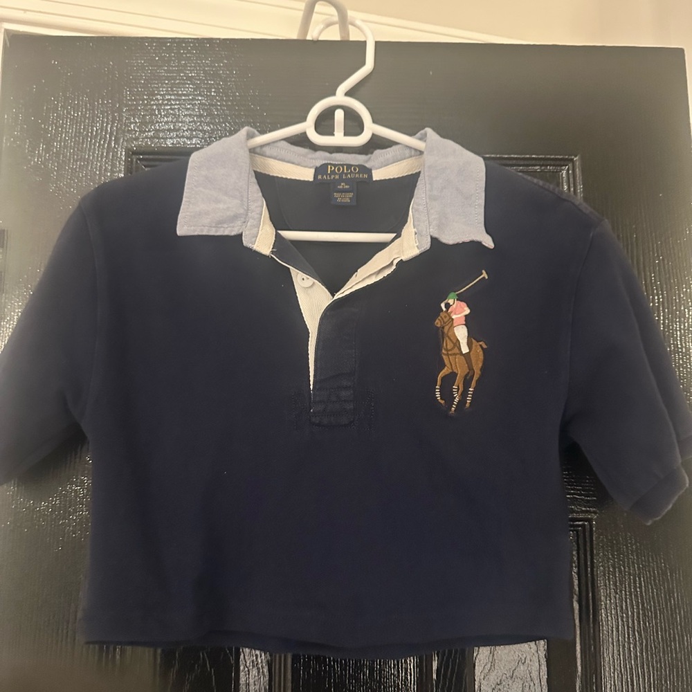 Navy blue embroidered polo Ralph Lauren cropped top